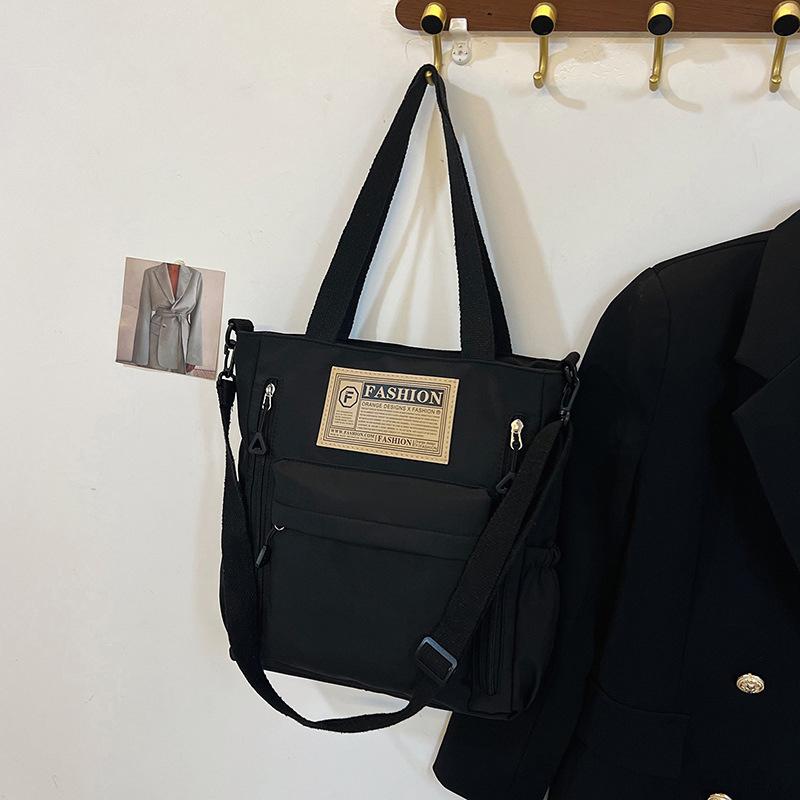 Newest Female Teens Students' Shoulder Bag Simple Style Contrast Color Handbag Stylish Nylon Crossbody Shopping Bags