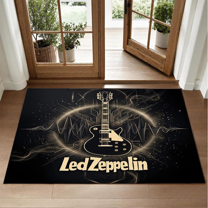 Led Zeppelin Design Crystal Velvet Rug Soft Decorative Mat for Bedroom Entrance