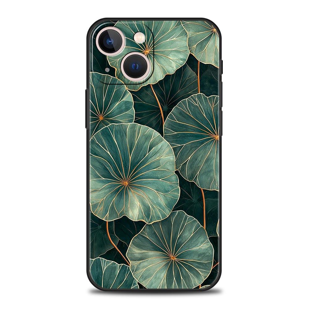 Leaves Monstera Green Phone Case For iPhone 17 16 15 Pro Max 11 12 13 14 7 8 Plus SE 2020 X XR XS Cover Soft Black