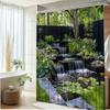 1 Pezzo Tenda da Doccia Cascata Naturale Paesaggio Stagno Panoramico con Vegetazione Arredo Bagno Tessuto in Poliestere Con 12 Ganci
