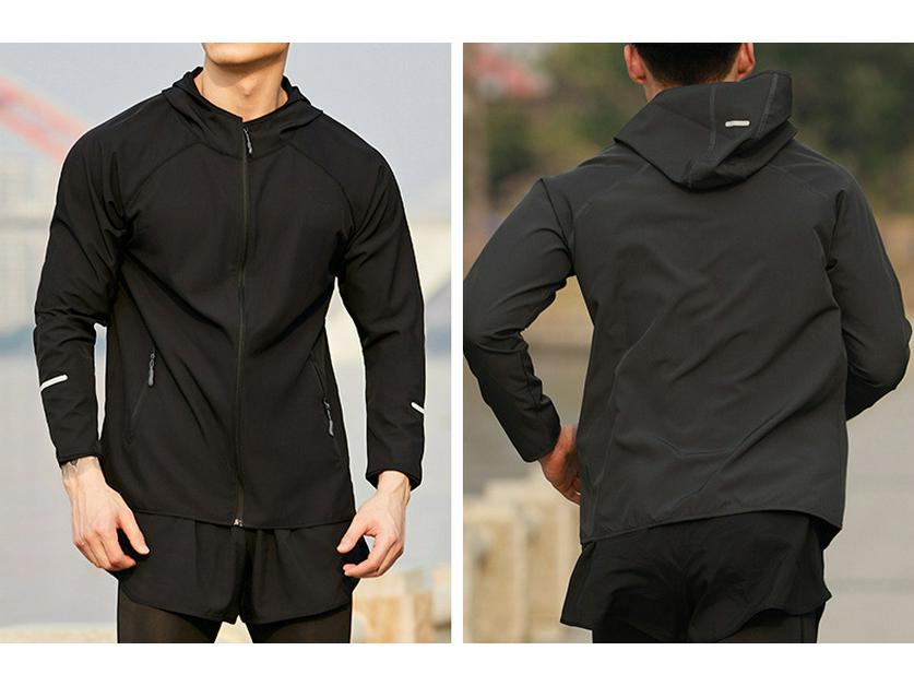 2025 Sommer Paar Schnelltrocknende Laufjacke mit Kapuze und Reflektoren für Sonnenschutz