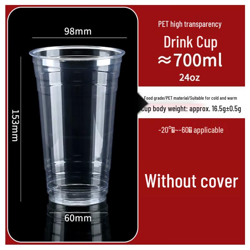 Disposable PP Plastic Beverage Cups - 700ml (50-Pack)