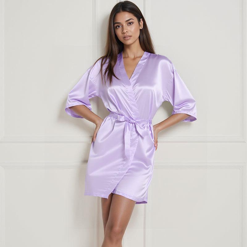 Dámské saténové domácí oblečení noční košilky župany úzký styl sexy kardigan pyžama XL gray