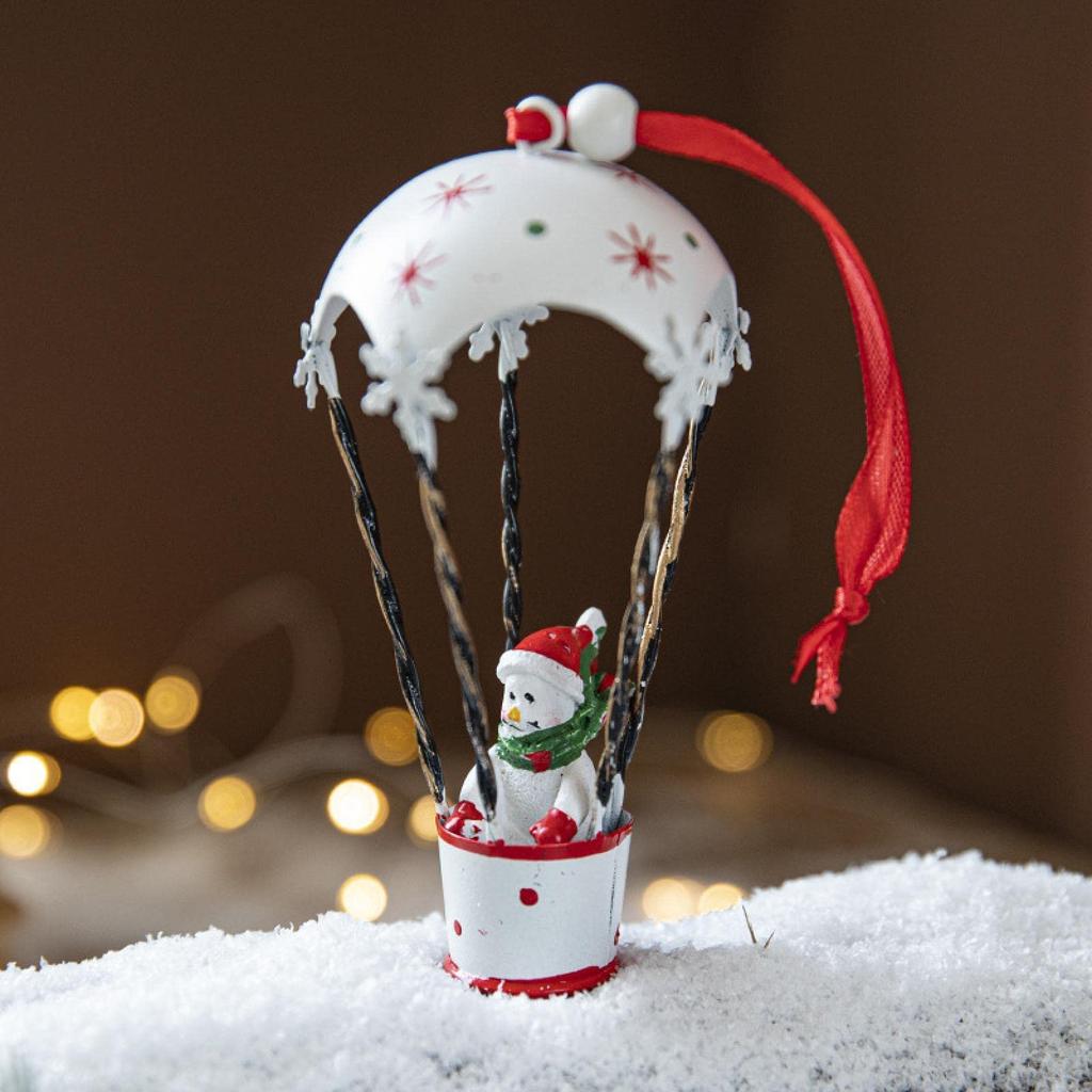 Figurky Santa Clause v letadle Vtipný letící Santa Claus Sněhulák v letadle