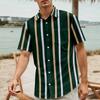 Striped Color Blocking Print - Men's Casual Short Sleeved Shirt