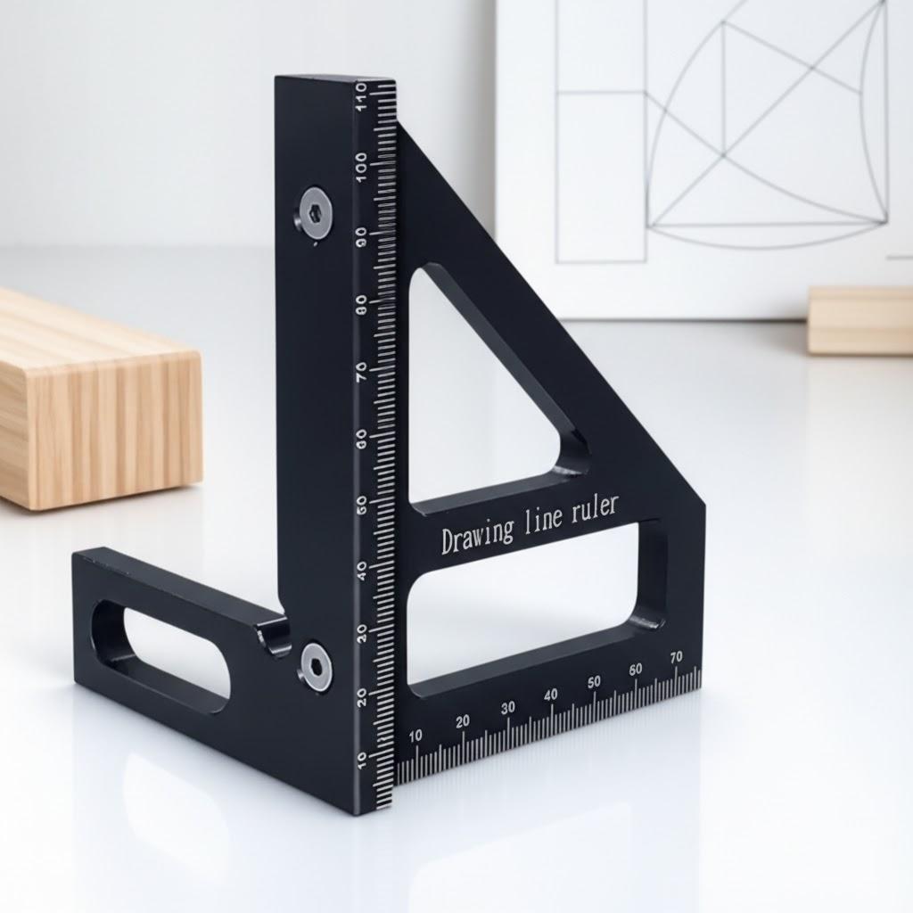 

Aluminum Alloy 45 90 Degree Triangle Ruler Multifunctional Woodworking Angle Ruler Drawing Measuring Tool for DIY Carpenter чорний