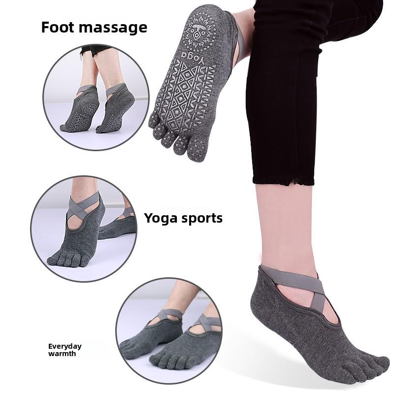 Five-toe Yoga Socks Non-Slip Terry Heel Guard for Indoor Fitness Sports Dance