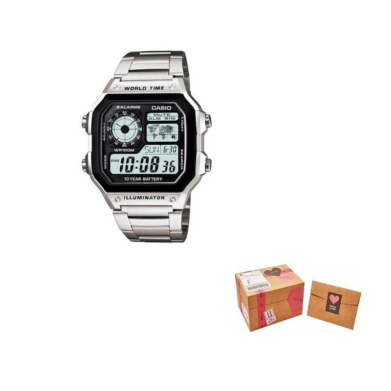 

Casio YOUTH series-square dial digital display, retro small square small silver block waterproof movement, quartz movement, stainless AE-1200WHD-1AVDF чёрный
