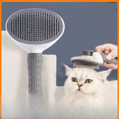 Tierkamm Reinigung, Katzenkamm Massage zur Entfernung loser Haare, Ein-Klick Haarentfernung, Edelstahl Nadel Katzenhaarkamm
