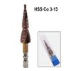 M35 Cobalt Step Drill Bit 1/4 Inch Hexagon Shank Double-edged Spiral Groove Step Drill 3-13mm Cobalt Coating Hole Saw