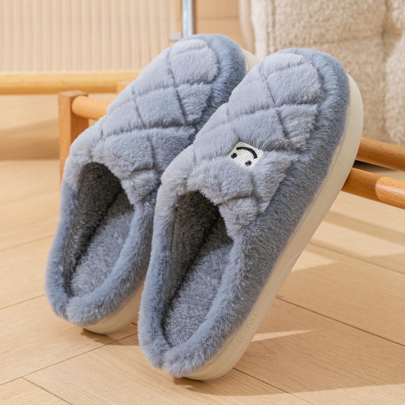 Baotou cotton slippers women's warm cotton shoes 2025 winter new home fleece non-slip cotton drag couple hair slippers