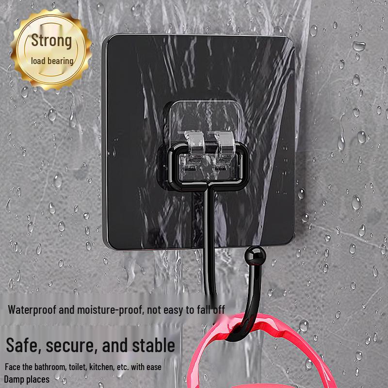 Transparent No-Drill Wall-Mounted Adhesive Hooks for Kitchen Storage