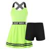Kinderbekleidungsset, Tennisanzug, ärmelloses Tenniskleid mit Innenshorts, Mädchen-Tennissport-Trainings-Workout-Kleid-Outfits