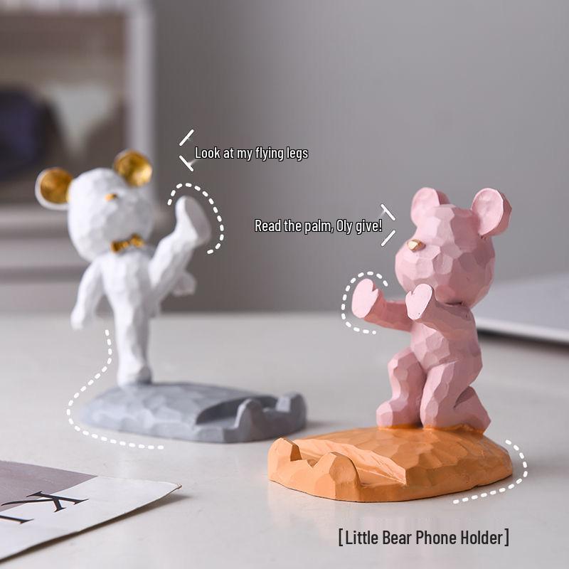 Suporte Criativo de Urso de Desenho Animado para Celular e Tablet – Suporte de Mesa e Enfeite para Visualização Preguiçosa