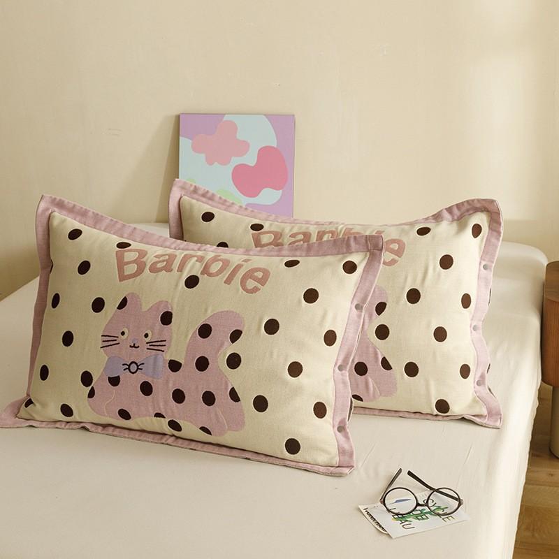 4-Layer Cotton Gauze Pillowcase Set Adults With Snap Soft Breathable Bedding Cover