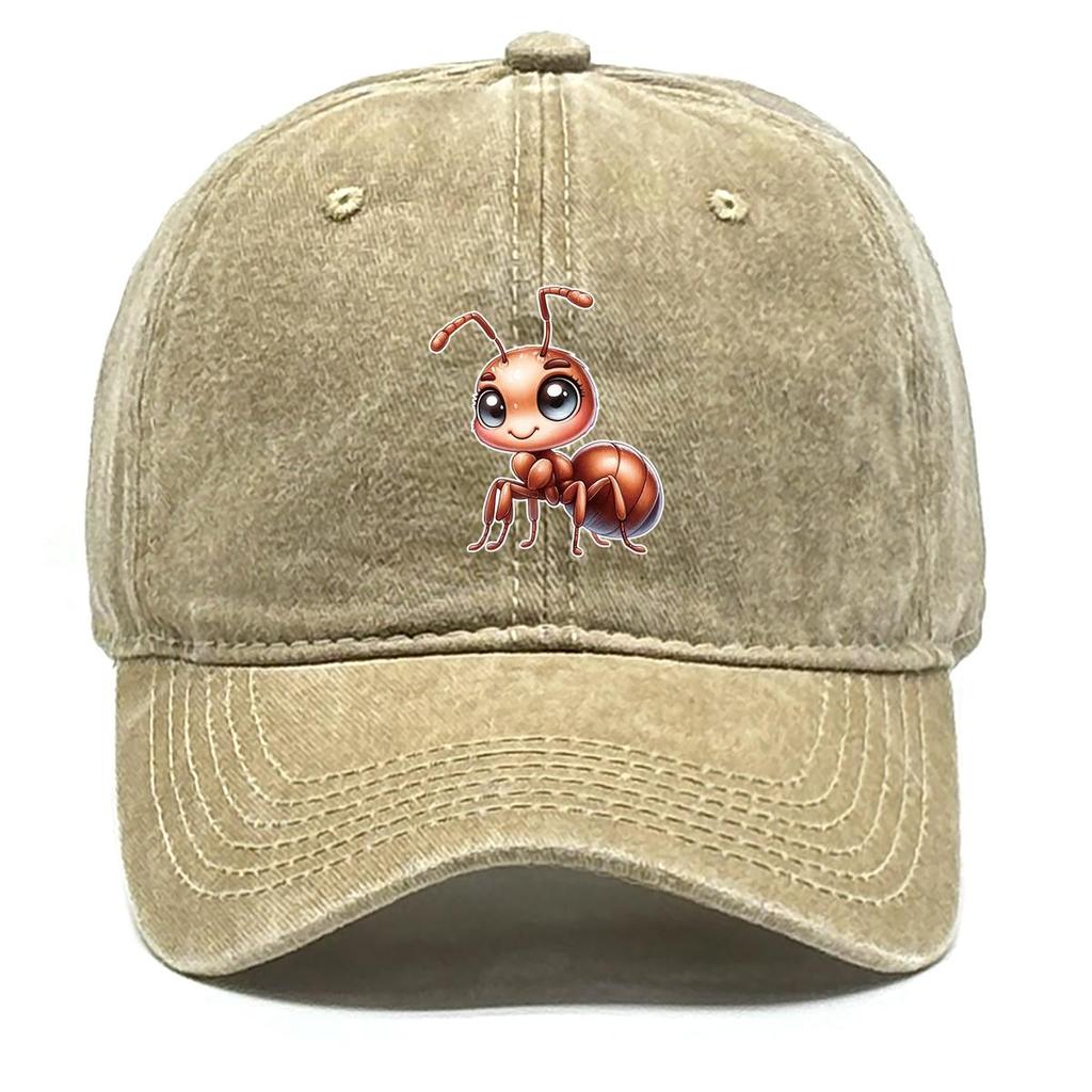 Ant Print Snapback Baseball Hat, Insect Mesh Hat Slouchy Summer Retro Non-Stretch Fabric Adjustable Sun Hat