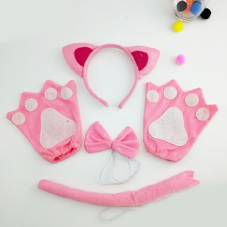 Cats Costume Set with Headband Tail Bowtie Glove Skirt Halloween Catgirl Dress up Outfit for Kid Women Girl Christmas