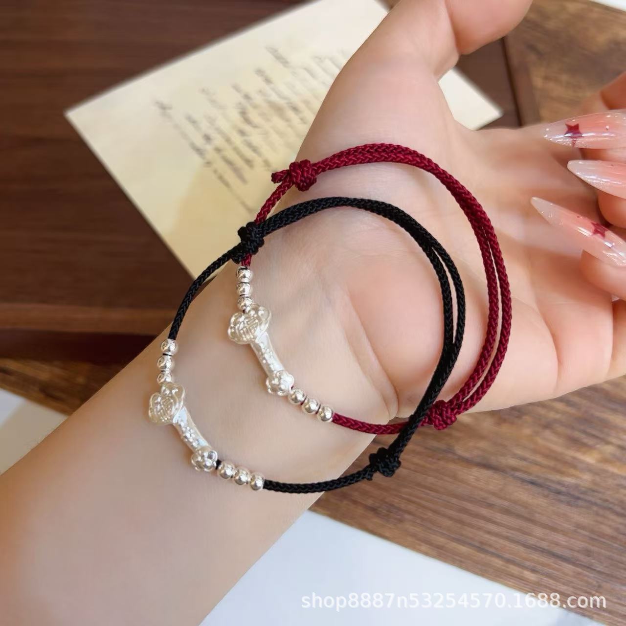 Ruyi Lotus Sterling Silver Red String Bracelet - Elegant, Versatile & Luxurious Gift красный