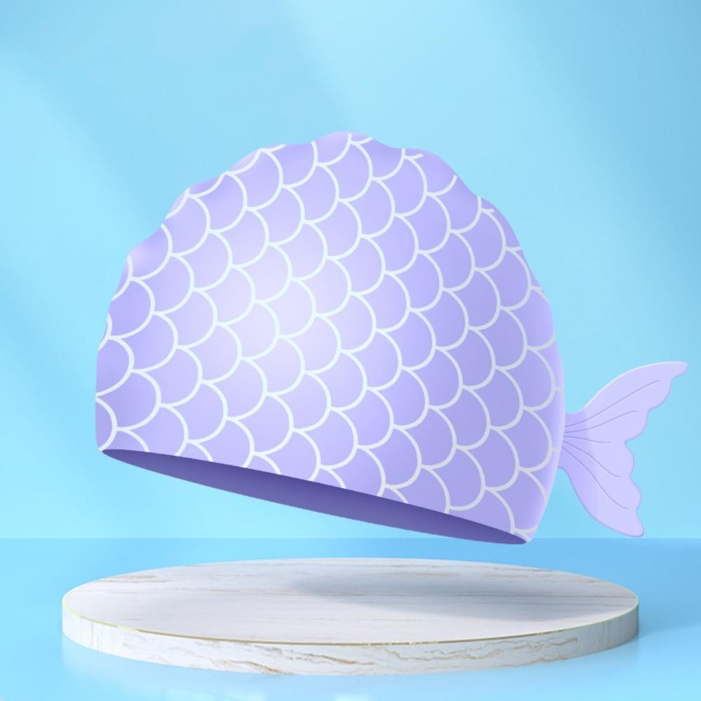 Cute Fish Children Swim Cap Cartoon Kids Swim Hat Elastic Silicone Swimming Caps  Pool Accessories
