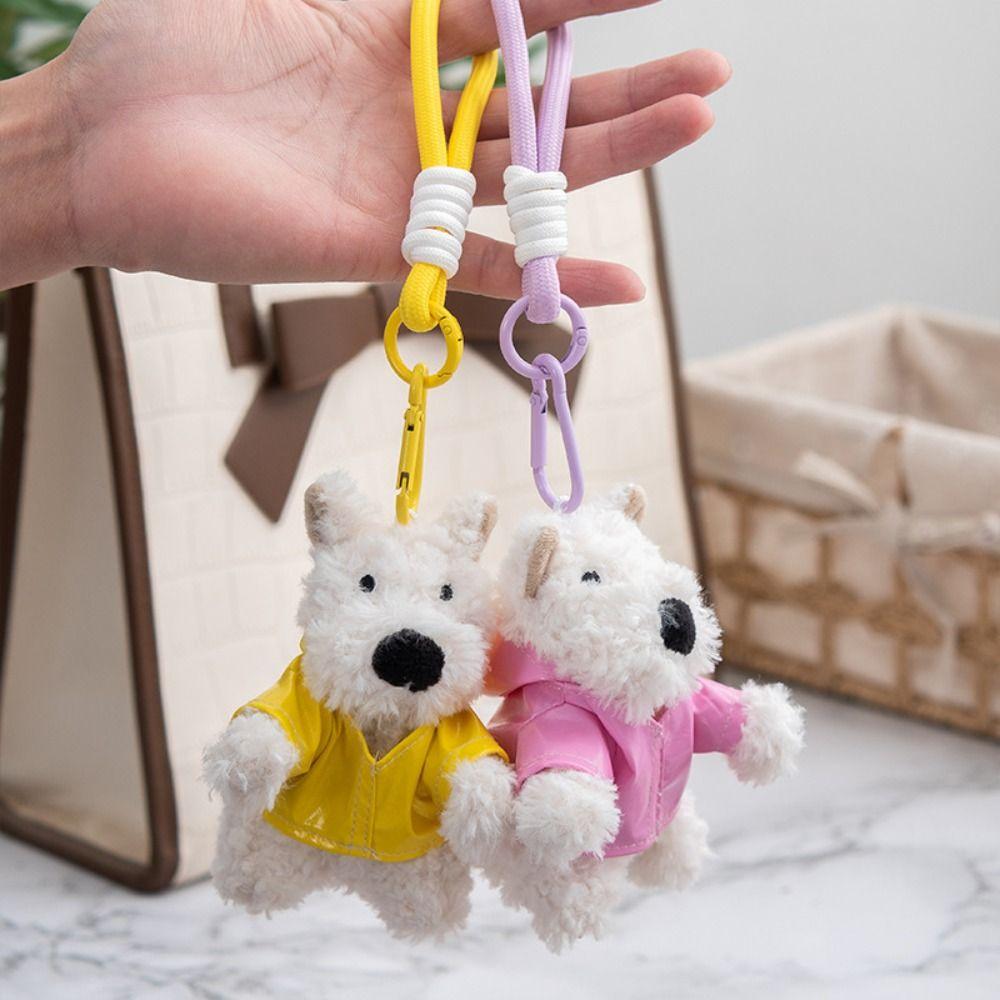 Cartoon Animal Plush Puppy Doll Keychain Anti-lost Car Hanging Pendant  Kids Birthday Gift