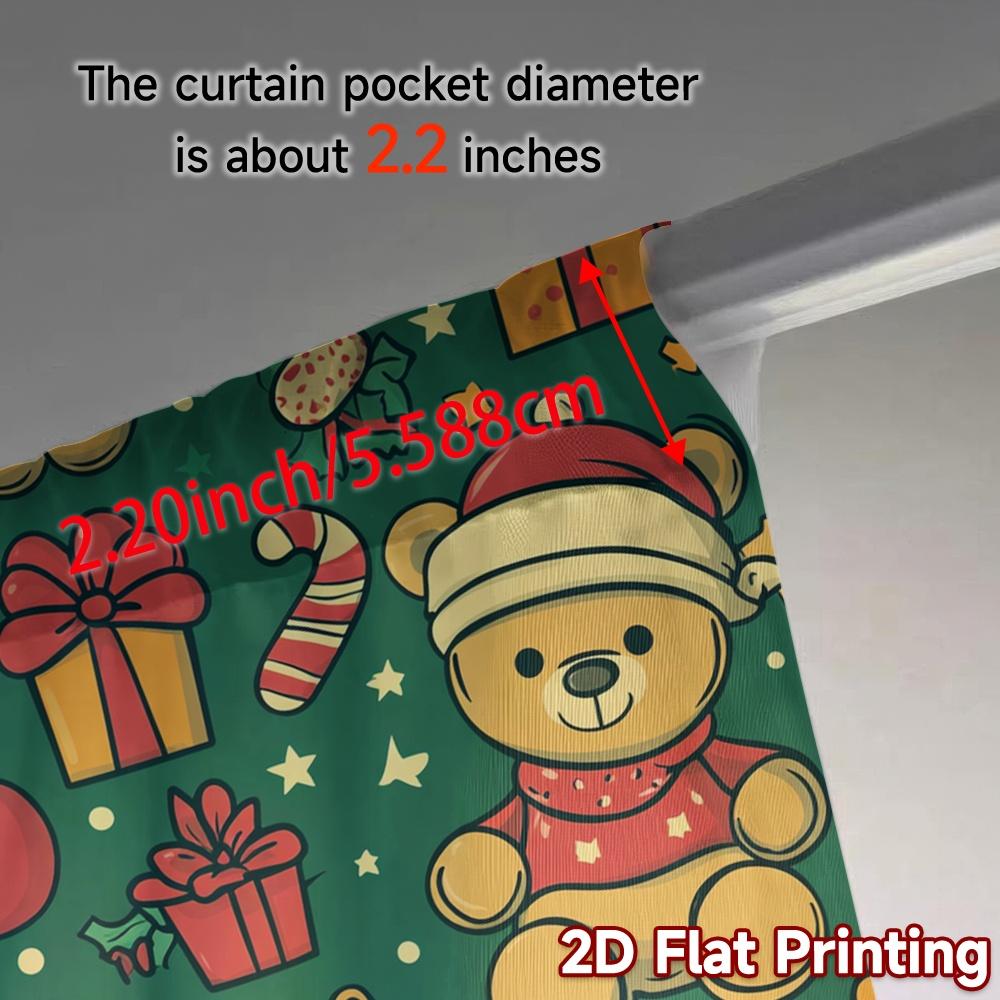 2pcs,Curtains Christmas Bears Festive Gifts Pattern Popular Curtains Polyester Easy Install Curtains All Seasons for Living Room