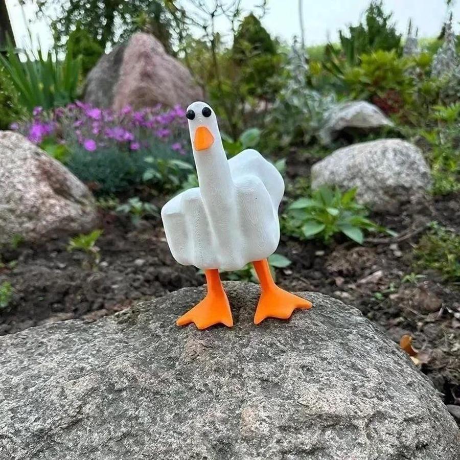 1 Stück Ente Lustig Kreativ Mittelfinger Enten Hausdekoration Statue Harz Handwerk Garten Hof Und Mikro Landschaft Figuren
