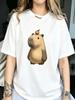 A Capybara Carrying An Orange Funny Animal Graphic Tee Harajuku Streetwear Top Casual Unisex Short Sleeve Cuteness Minimalist Top