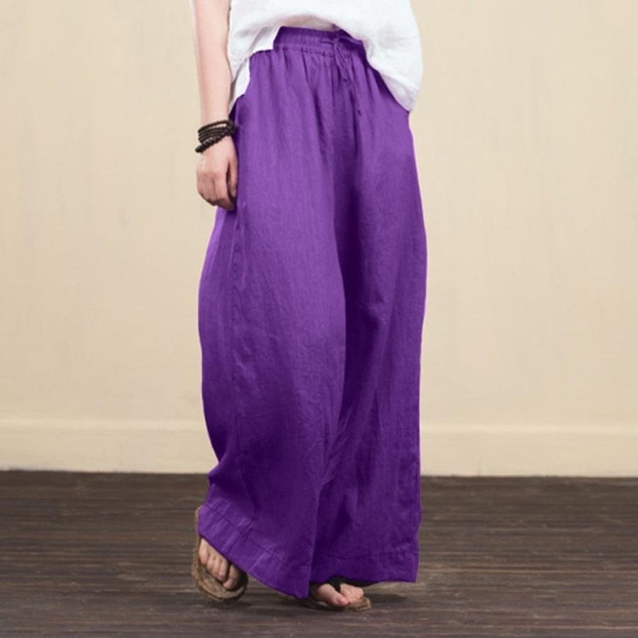 Newest Women's Loose Wide Leg Pants, Fashion Style Cotton Linen Long Pants for Women