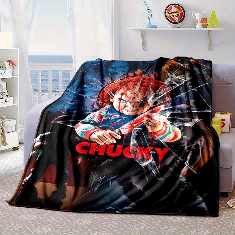 Chucky's Halloween Horror Blanket Flannel Blanket for bed, sofa, Camping, Hiking, Picnic Essentials, gift for family Fan gifts