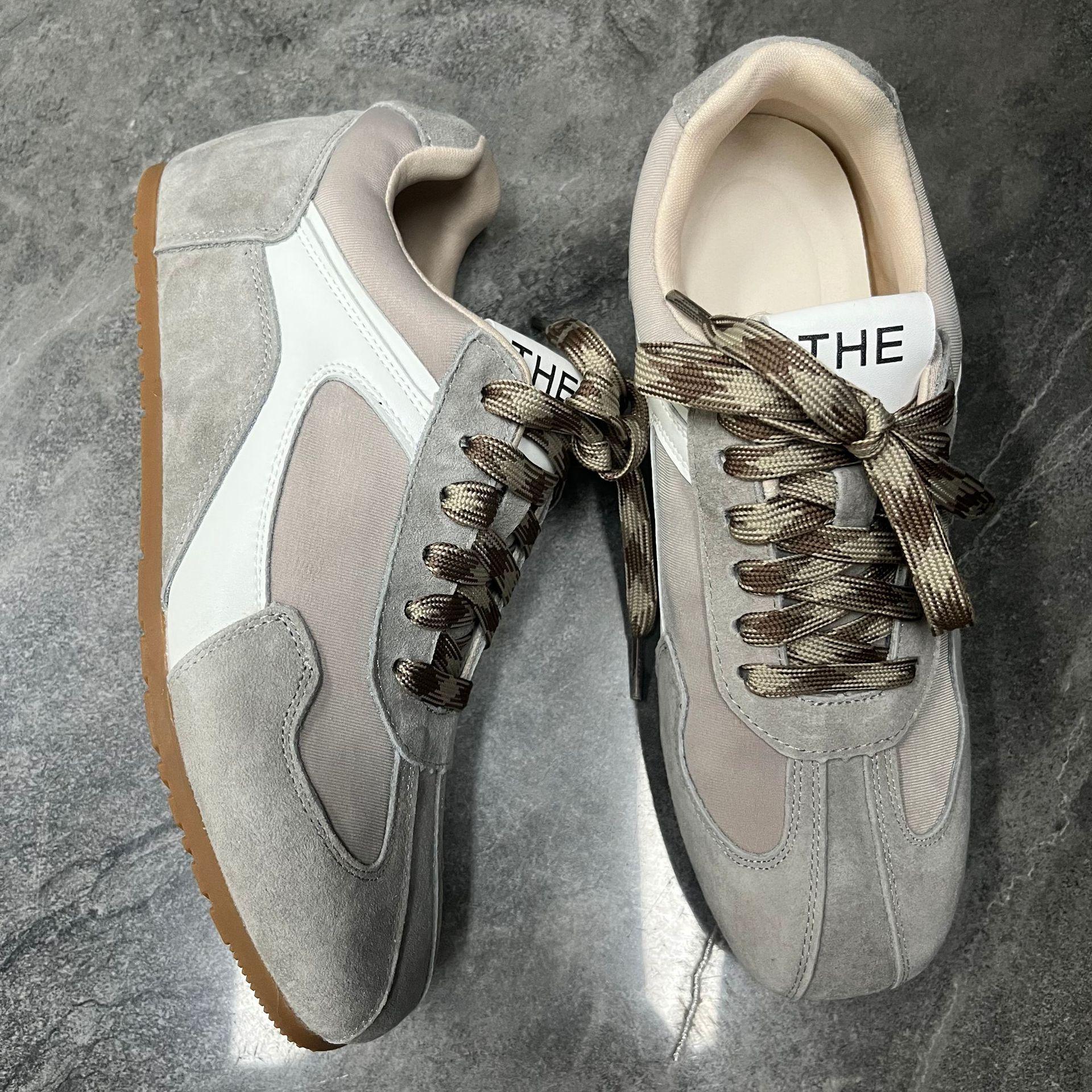 

Square head Angola red board shoes women s contrasting colors casual platform German training shoes genuine leather autumn and winter new color matchi 35