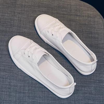 Fashion Cowhide Little White Shoes Women's Spring and Autumn New Women's Shoes Flat-soled One-pedal Versatile Casual Shallow Mouth Single Shoes