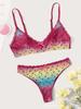 European and American sex underwear, sexy women's underwear, rainbow color sex suit, three-point suit.