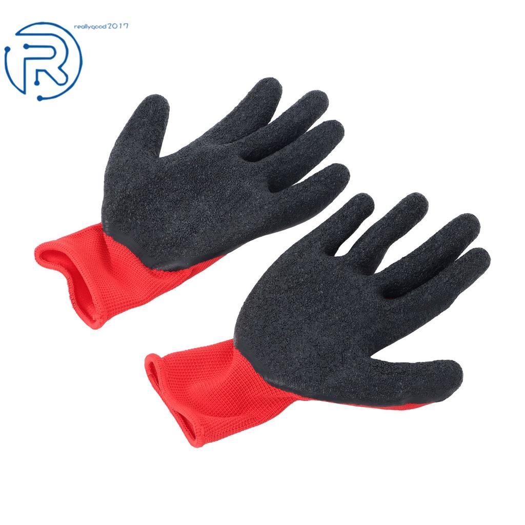 (L-Size) 12 Pairs Crinkle Latex Rubber Hand Coated Safety Work Gloves