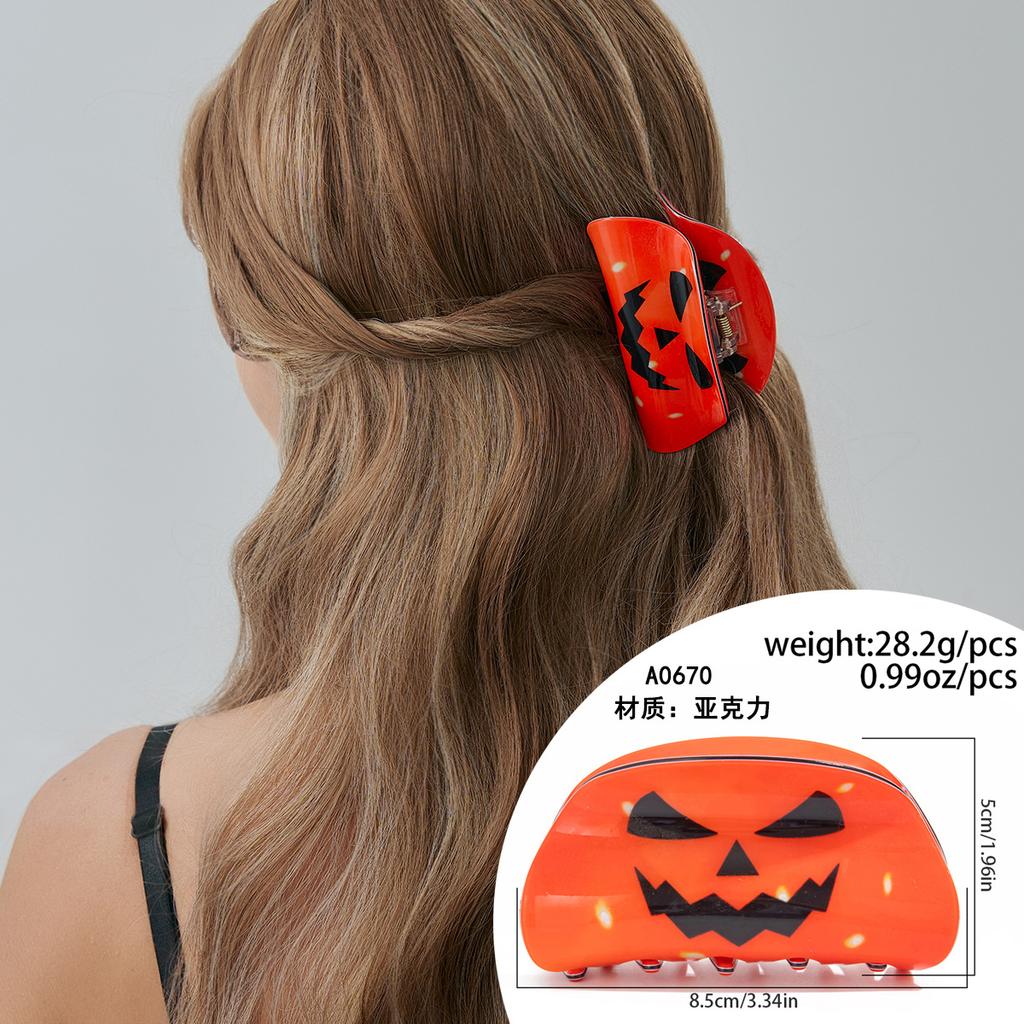 Funny Halloween Pumpkin Butterfly Grab Clip, Ghost Acrylic Spider Web Disc Hair Hairpin Head Jewelry