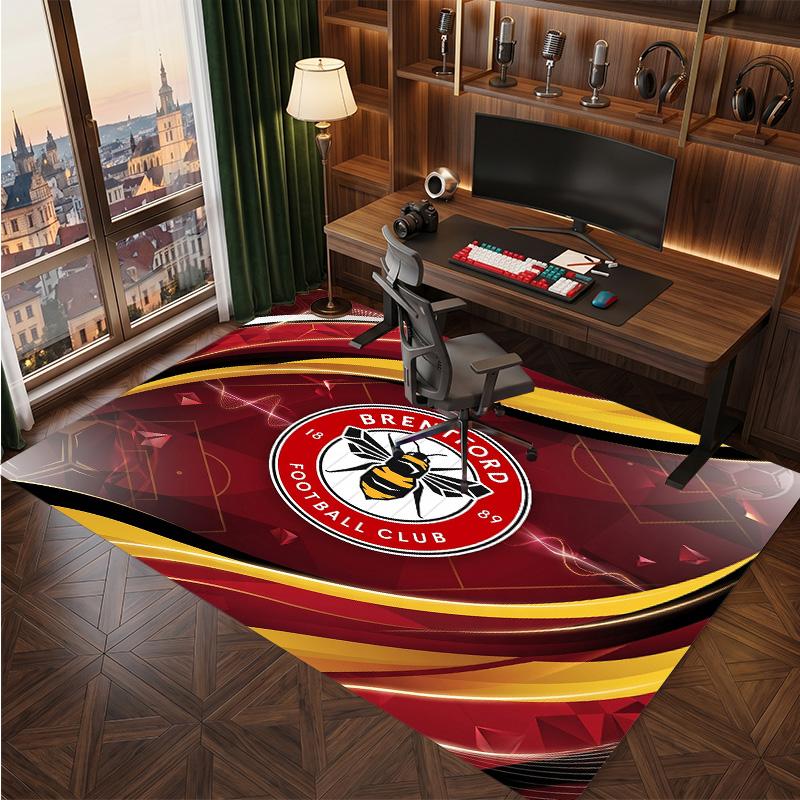Brentford Football Print Crystal Velvet Rug, Comfortable Water Absorbent Non Slip Indoor Floor Carpet