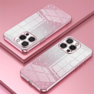 For iPhone 16 Pro Max Case Electroplating Gradient Glitter TPU Phone Cover