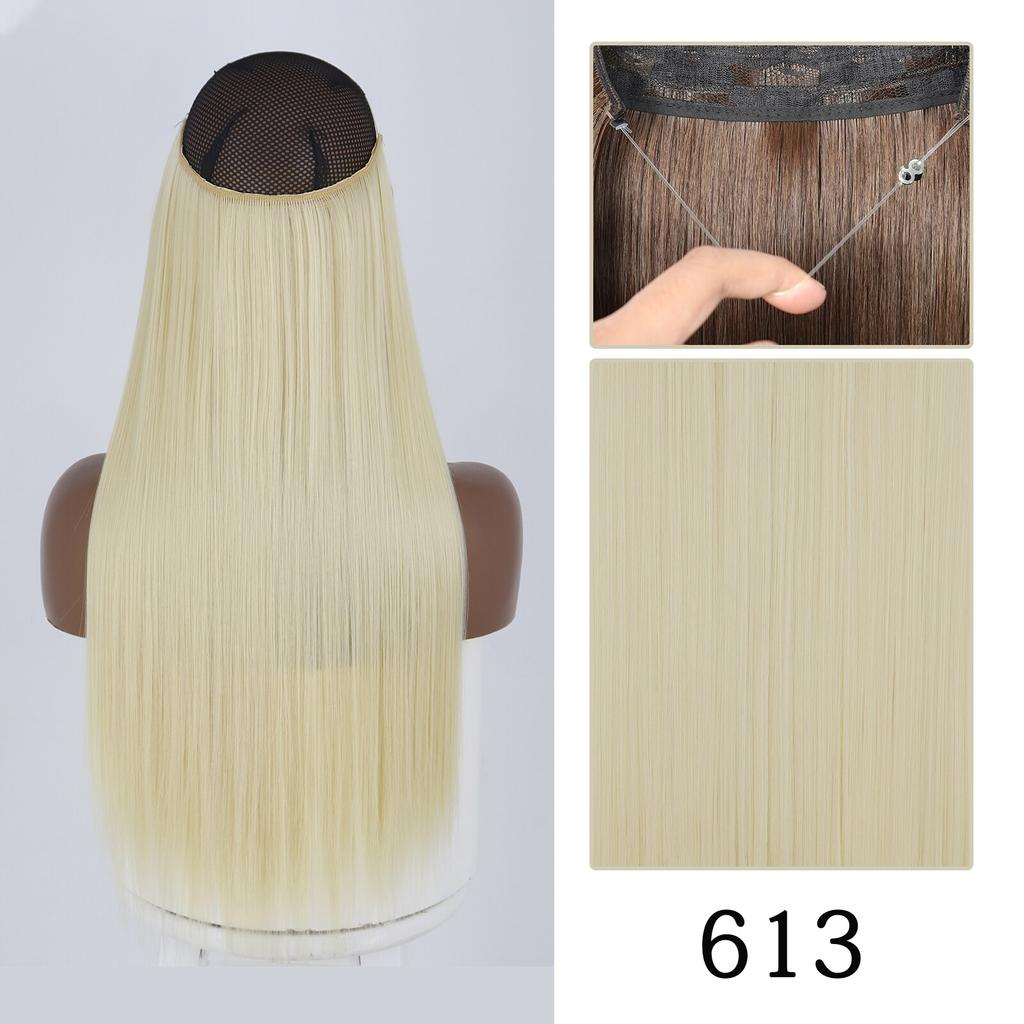 XINRAN Moda Damska Kolor Ombre Niewidoczny Długi Doczepiany Włos Syntetyczny Włókno Długie Falowane Ombre Cosplay Codzienne Noszenie Bez Klipsów Przedłużanie Włosów