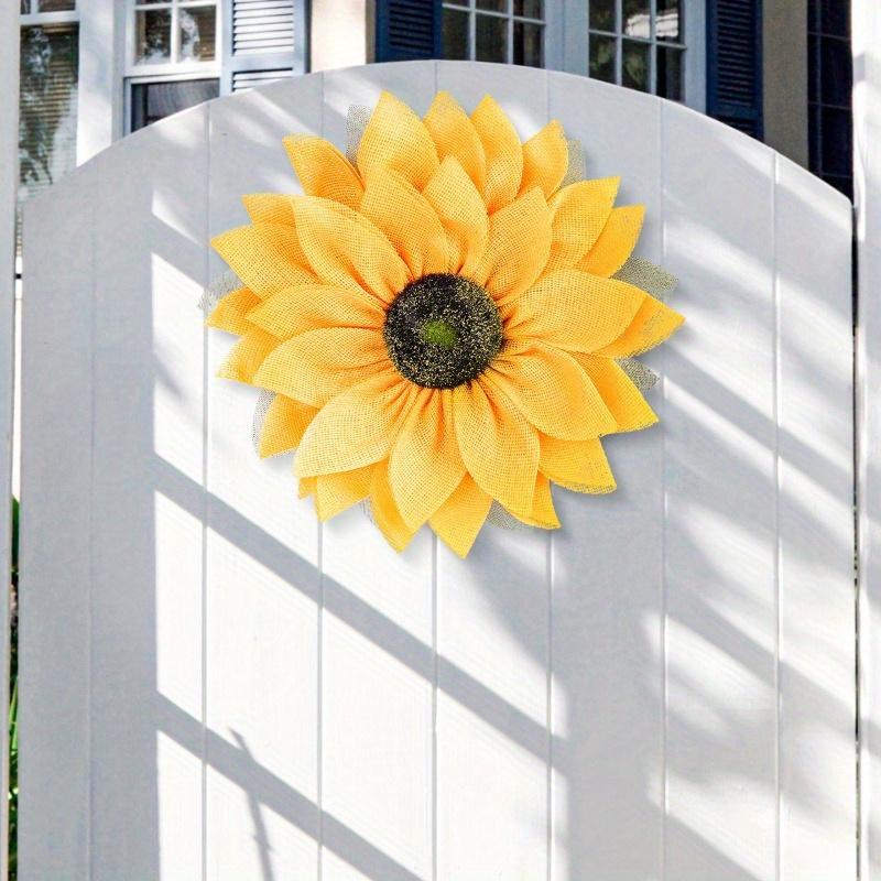 Sunflower Wreath Front Door Decor Cloth Fabric Wall Hanging Decoration Sunflower Thanksgiving Day 2024 Household Craft Ornaments