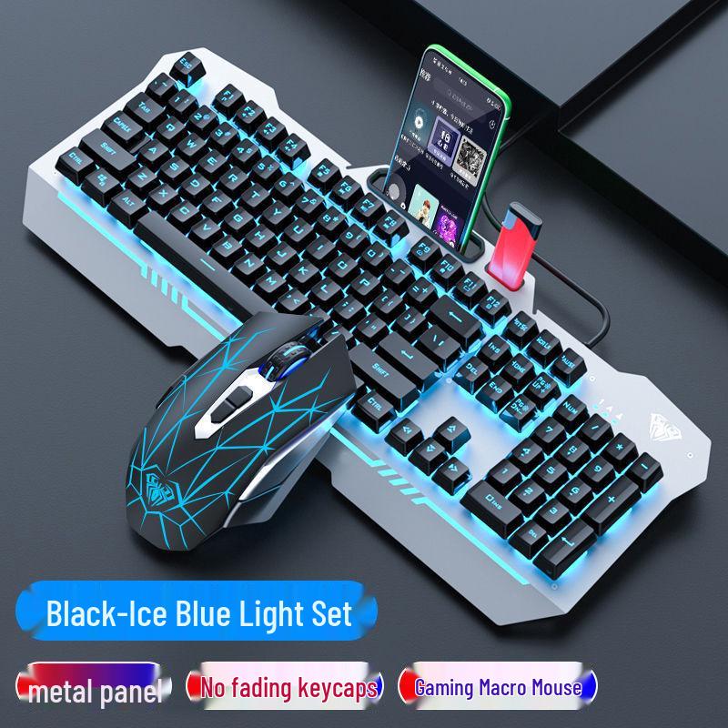 Wolf Spider F3010 Mechanical Gaming Keyboard & Mouse Set - Wired 3-Piece for Laptop/Office.