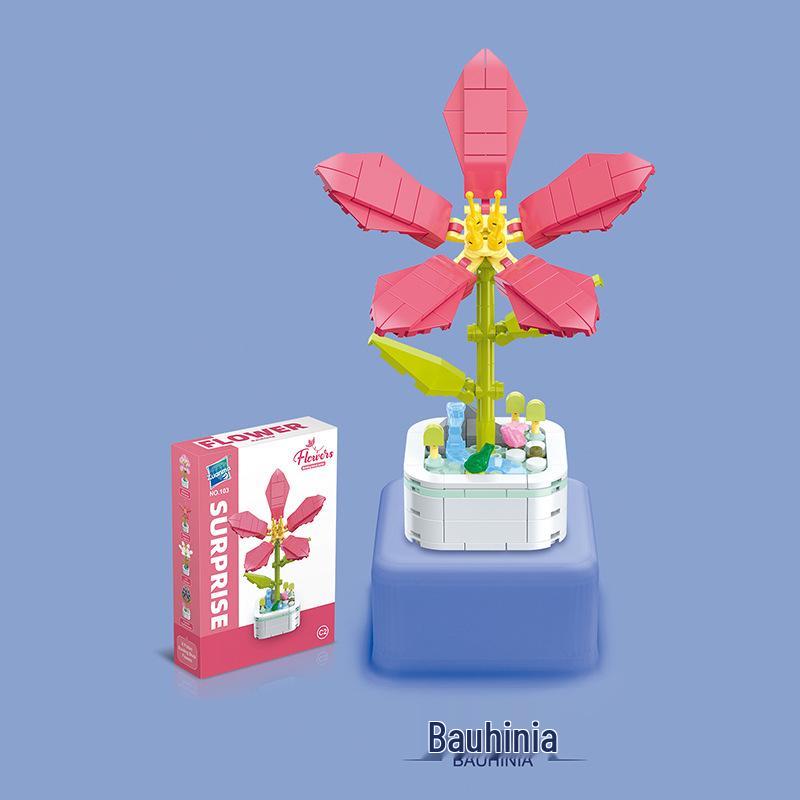 Kids' Educational Interlocking Building Blocks - Flower Potted Plant (Rose & Epiphyllum) Compatible with Top Building Block Models