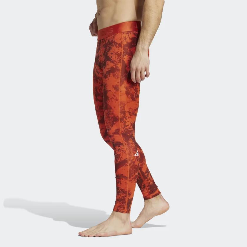 Adidas SS23 French Open Series Tie-Dye Full Print Tight Fitness Leggings Men Leggings Red HS6789