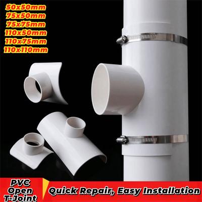 New PVC Open Tee Pipe Joint 50/75/110mm White Drain Pipe Adapter Drain Pipe Repair Fittings Home Outdoor