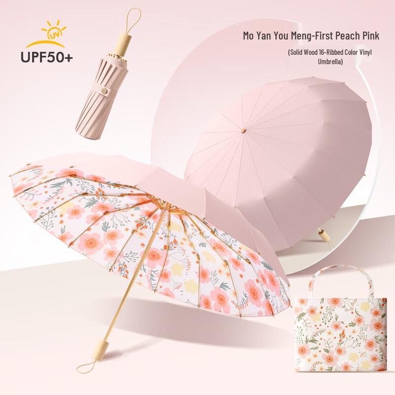Creative 16-Rib Triple Fold Sun & Rain Umbrella