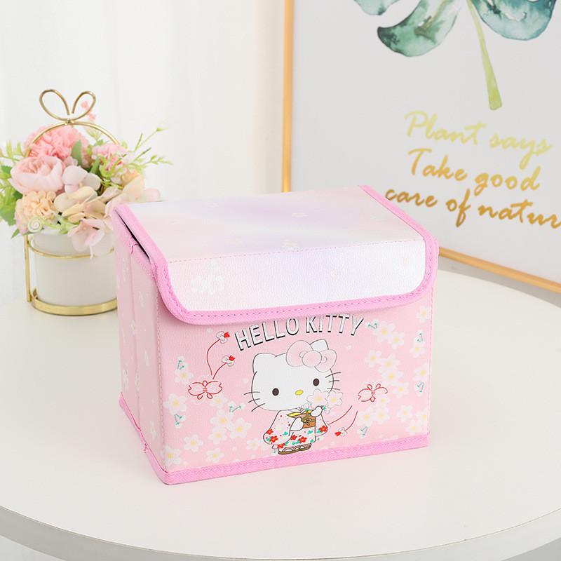 

Hello Kitty Kuromi Cinnamoroll Melody Узор кимоно Складной откидной ящик для хранения для офиса и дома Cherry Blossom KT