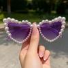 2025 Retro Heart-Shaped Pearl Cross Sunglasses for Men & Women - Stylish Party & Street Style