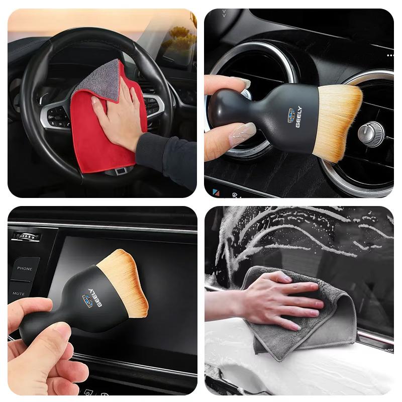 Suede Microfiber Car Wash Towel Clean Rag For Geely Geometry C Coolray GX3 Panda Emgrand X6 X7 EC7 Interior Cleaning Brush Tools