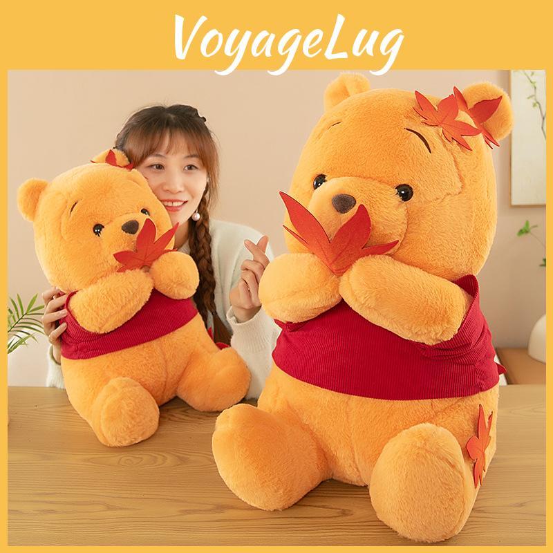 Pooh Maple Leaf Bear Plush Toy Stuffed Animal Doll Decoration Kids Cute Gift