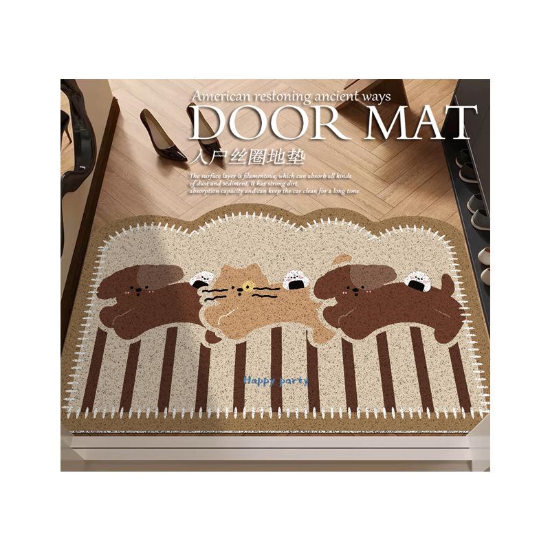 Cartoon Sausage Dog Entrance Door Floor Mat, The Entrance Can Be Cut, Dirt-Resistant Foot Mat, Household Door Anti-Skid Silk Ring Floor Mat