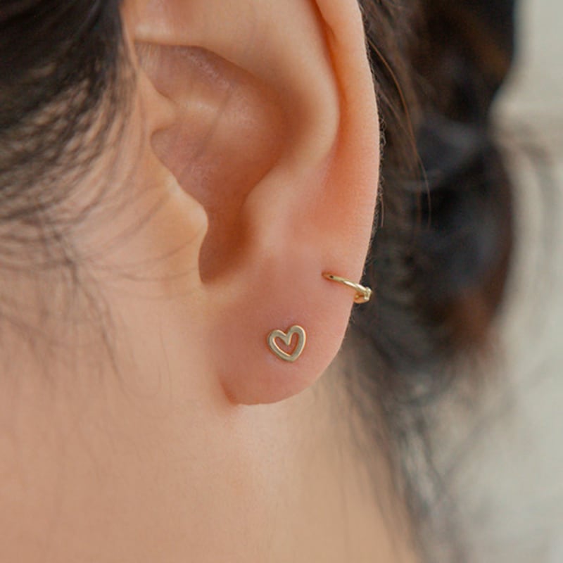 LUNNE 14k Lovely Heart Piercing Earrings (14k Gold) S12