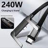 240W Foldable Phone Stand with Bent-Head Fast-Charging Type-C Data Cable for & for Mobile Phones Weaving Jacket